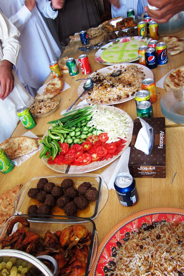 Big spread of Afghan food